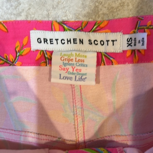 Gretchen Scott Neon Pink Orange Floral Print Pants XS Dopamine Preppy - Picture 3 of 8